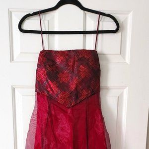 Vintage Prom Dress- Red with a plaid bodice